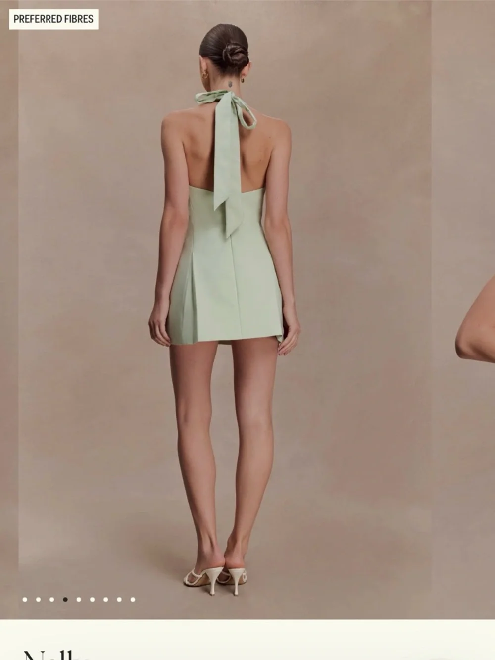 Meshki Halter V-Neck Mini Dress in pistachio green - Picture 4 of 8